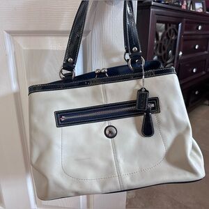 Coach Elegant Cream and Navy Handbag